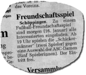 Westf&auml;lische Nachrichten 15.01.2000